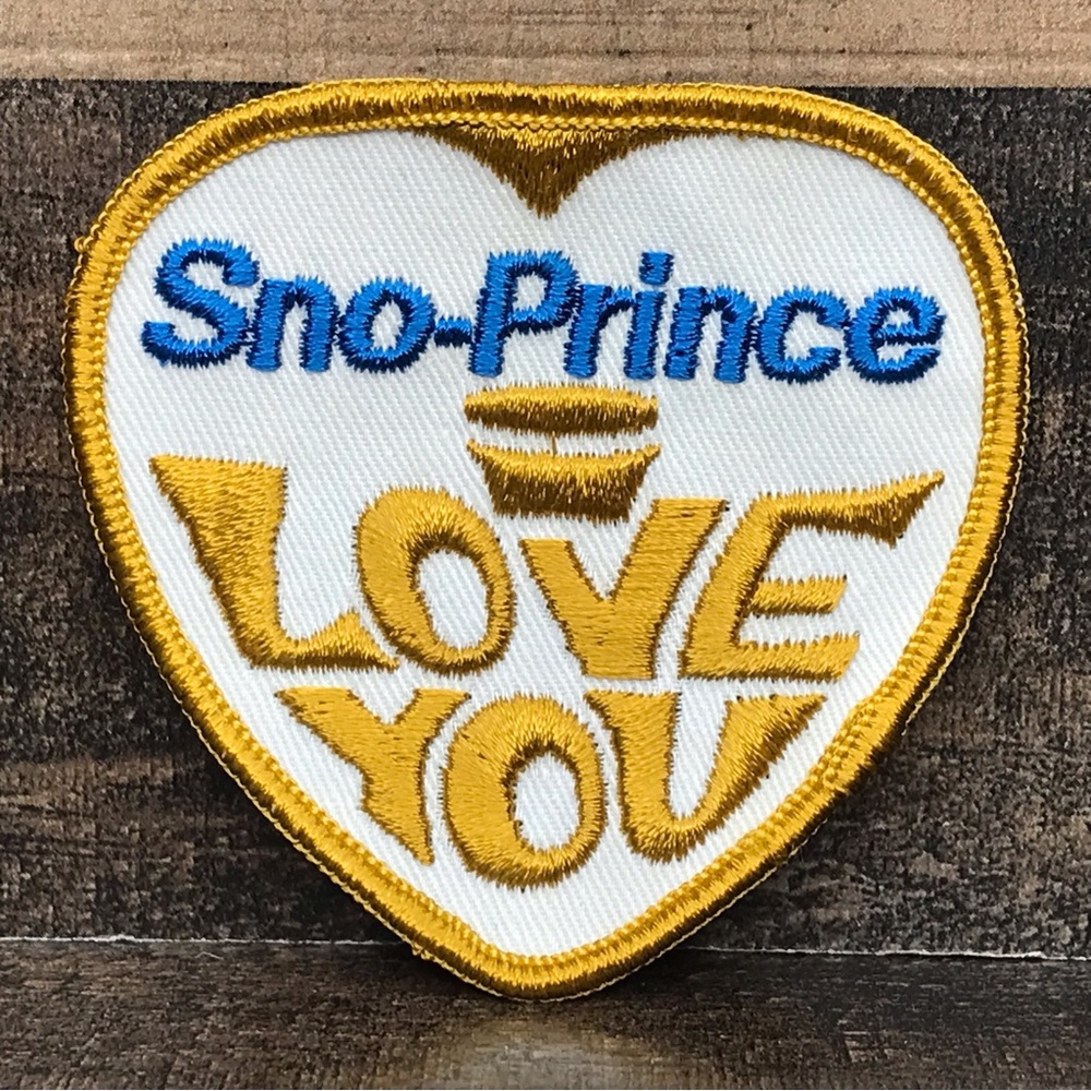 Vintage Sno-Prince Snowmobile  I Love You Hippy Jacket Patch Sew On 1970’s NOS